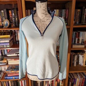 CLOVER long sleeve 3/4zip xs cycling/running shirt blue stripe